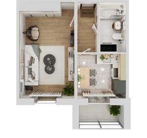 1-к квартира, вторичка, 32м2, 1/18 этаж