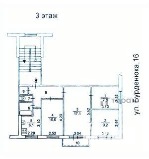 4-к квартира, вторичка, 61м2, 3/5 этаж