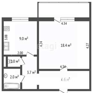 1-к квартира, вторичка, 41м2, 4/10 этаж