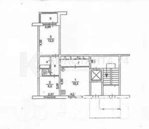 2-к квартира, вторичка, 53м2, 1/10 этаж