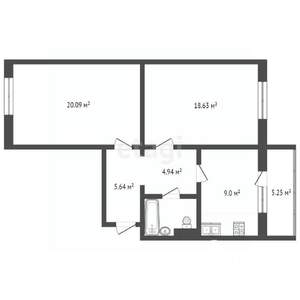 2-к квартира, вторичка, 66м2, 1/10 этаж