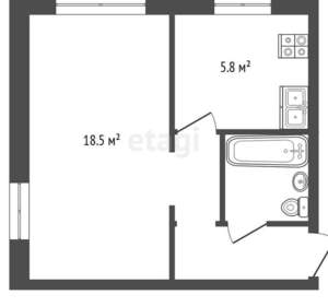 1-к квартира, вторичка, 30м2, 1/5 этаж