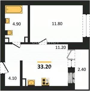 1-к квартира, вторичка, 32м2, 12/18 этаж