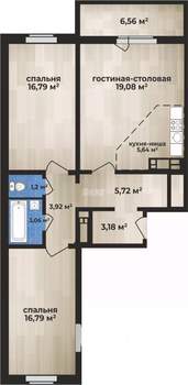 3-к квартира, вторичка, 76м2, 5/20 этаж