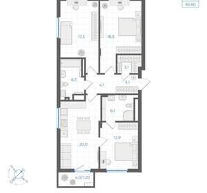 3-к квартира, вторичка, 93м2, 12/18 этаж