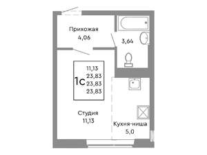 Студия квартира, строящийся дом, 24м2, 2/10 этаж
