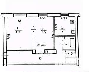 2-к квартира, вторичка, 60м2, 1/4 этаж