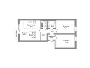Студия квартира, строящийся дом, 54м2, 5/10 этаж