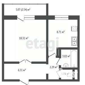 1-к квартира, вторичка, 40м2, 8/10 этаж