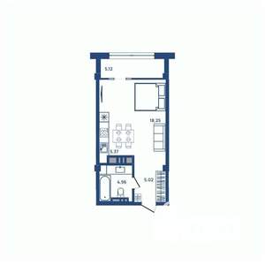 1-к квартира, вторичка, 34м2, 19/23 этаж