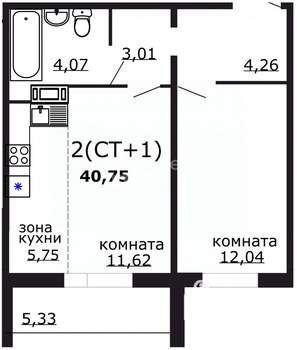 1-к квартира, вторичка, 41м2, 6/18 этаж