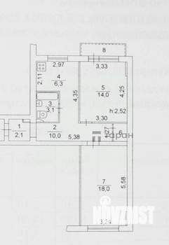 2-к квартира, вторичка, 55м2, 6/9 этаж