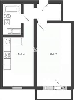 1-к квартира, сданный дом, 38м2, 19/25 этаж