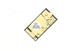 Студия квартира, вторичка, 39м2, 13/25 этаж