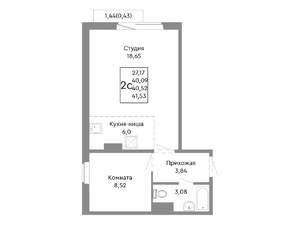 2-к квартира, строящийся дом, 41м2, 5/10 этаж