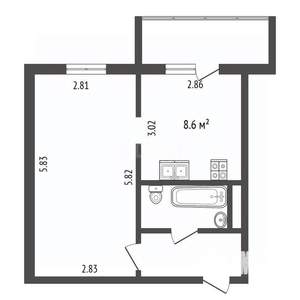 1-к квартира, вторичка, 32м2, 5/10 этаж
