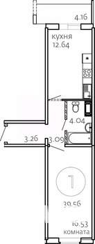 1-к квартира, строящийся дом, 40м2, 7/10 этаж
