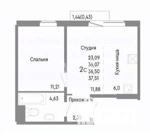 1-к квартира, вторичка, 37м2, 5/10 этаж