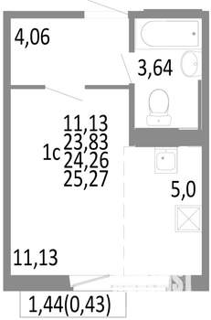 1-к квартира, строящийся дом, 24м2, 10/10 этаж