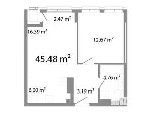 2-к квартира, строящийся дом, 45м2, 6/23 этаж