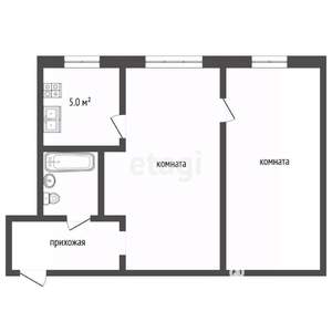 2-к квартира, вторичка, 45м2, 1/5 этаж