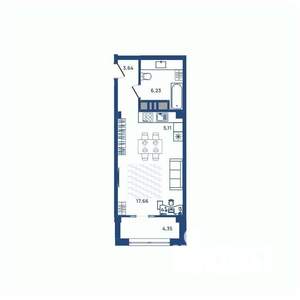 1-к квартира, вторичка, 33м2, 18/23 этаж