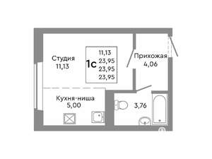 Студия квартира, строящийся дом, 24м2, 2/10 этаж