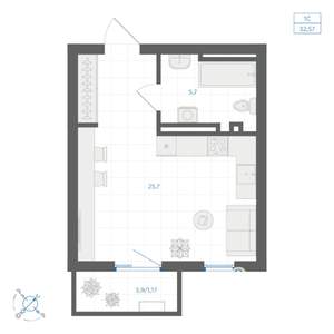Студия квартира, вторичка, 33м2, 12/18 этаж