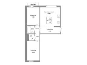 3-к квартира, строящийся дом, 56м2, 9/10 этаж