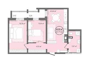 2-к квартира, вторичка, 71м2, 7/13 этаж