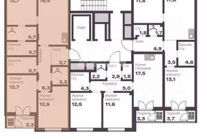 3-к квартира, строящийся дом, 86м2, 3/8 этаж
