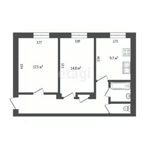 2-к квартира, вторичка, 59м2, 3/5 этаж