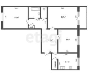 3-к квартира, вторичка, 62м2, 4/6 этаж