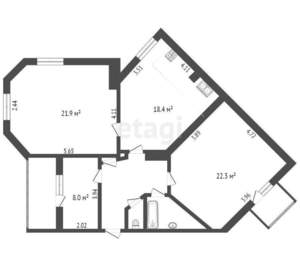 3-к квартира, вторичка, 86м2, 5/8 этаж