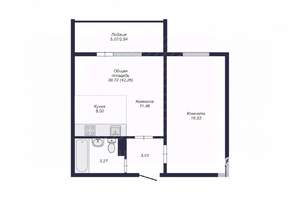 2-к квартира, сданный дом, 42м2, 7/10 этаж