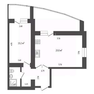 1-к квартира, вторичка, 47м2, 16/18 этаж