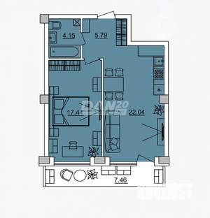 1-к квартира, вторичка, 50м2, 24/29 этаж