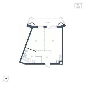 1-к квартира, вторичка, 57м2, 2/7 этаж