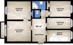 4-к квартира, вторичка, 86м2, 3/6 этаж