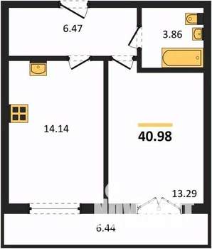 1-к квартира, вторичка, 41м2, 3/10 этаж