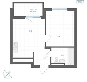 1-к квартира, вторичка, 38м2, 10/18 этаж