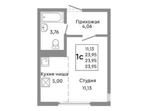 Студия квартира, строящийся дом, 24м2, 1/10 этаж