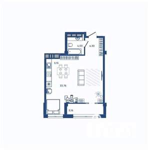 1-к квартира, вторичка, 47м2, 17/23 этаж