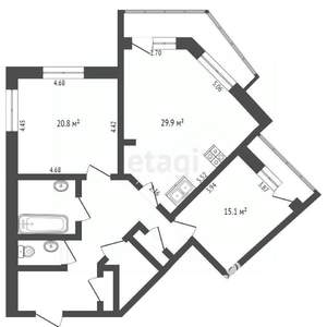 2-к квартира, вторичка, 102м2, 3/6 этаж