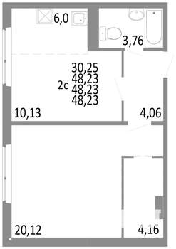 2-к квартира, строящийся дом, 48м2, 1/10 этаж