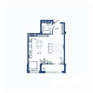 1-к квартира, вторичка, 47м2, 11/23 этаж