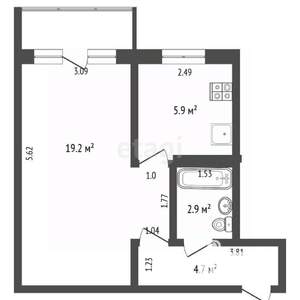 1-к квартира, вторичка, 37м2, 4/5 этаж