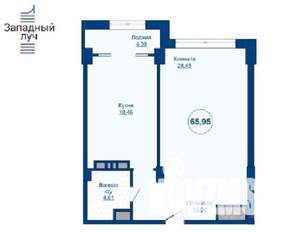 1-к квартира, вторичка, 66м2, 13/24 этаж