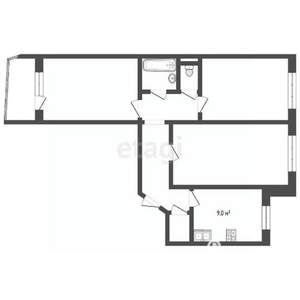 3-к квартира, вторичка, 66м2, 1/9 этаж