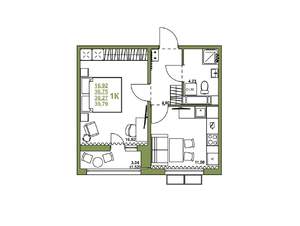 1-к квартира, вторичка, 38м2, 15/16 этаж